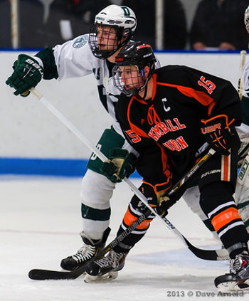 KUA's Joey Dudek battles Deerfield's Trevor Yates in front