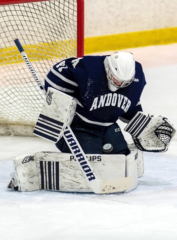 Andover junior G Charlie Archer kicked out 35 of 37 shots in Wednesday's 3-2 win over Tilton.