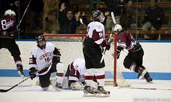 Salisbury's Evan Smith curls behind the net after scoring the game winner at 15:09 of OT off a nifty tic-tac-toe passing sequence with linemate Derek 