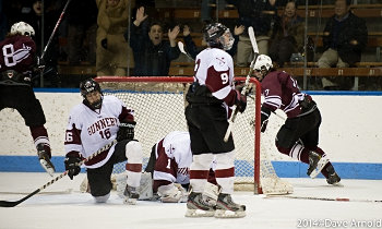 Salisbury's Evan Smith curls behind the net after scoring the game winner at 15:09 of OT off a nifty tic-tac-toe passing sequence with linemate Derek