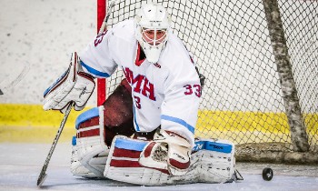 Northfield-Mt. Hermon's 6'5" junior goaltender Eric Green saw a ton of rubber last season -- 984 shots -- while stealing games for the Hoggers. 