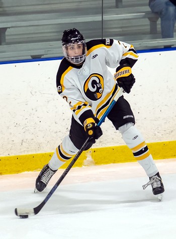Tilton junior D Jagger Benson scored a pair of first period PP goals to give the Rams an early 2-0 lead Wednesday.